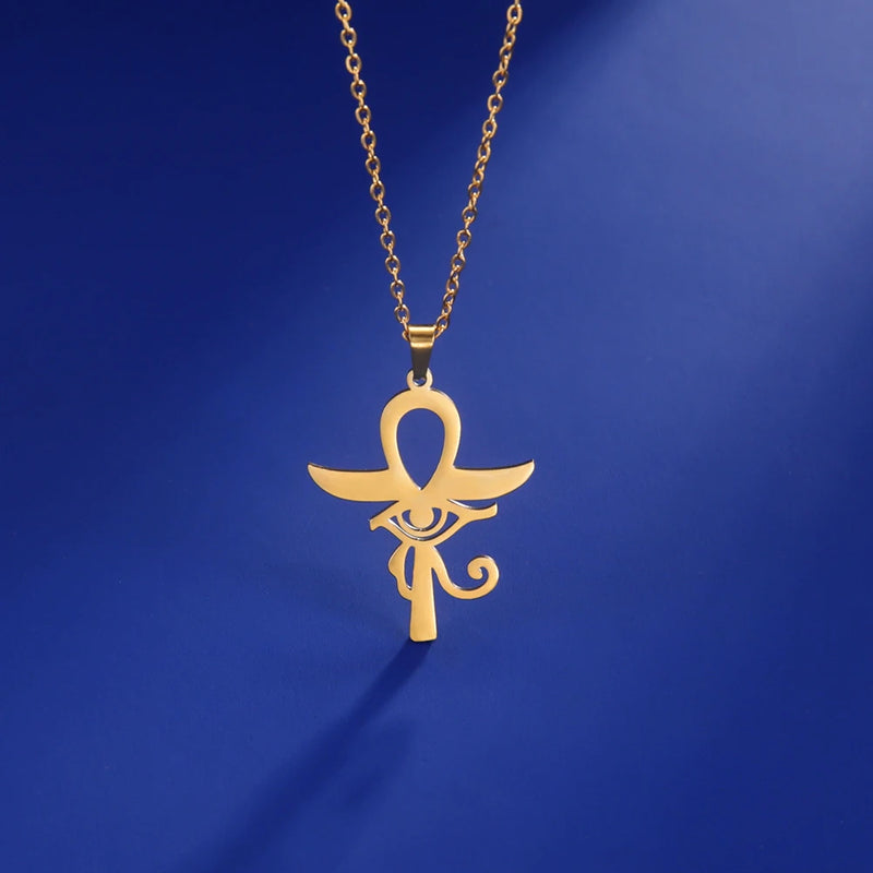 Ankh Cross Egyptian Amulet Necklace Stainless Steel / Colar Ankh kemet Amuleto Aço inoxidável