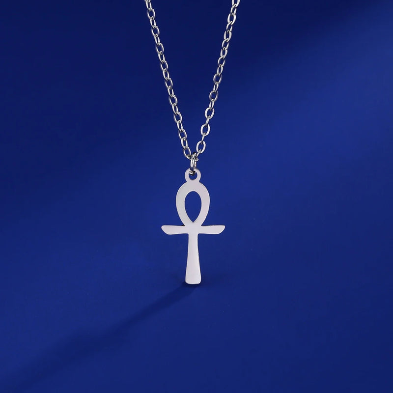 Ankh Cross Egyptian Amulet Necklace Stainless Steel / Colar Ankh kemet Amuleto Aço inoxidável