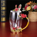 Xicara de vidro esmaltado com flor de rosa - Rose Flower Embossed Glass