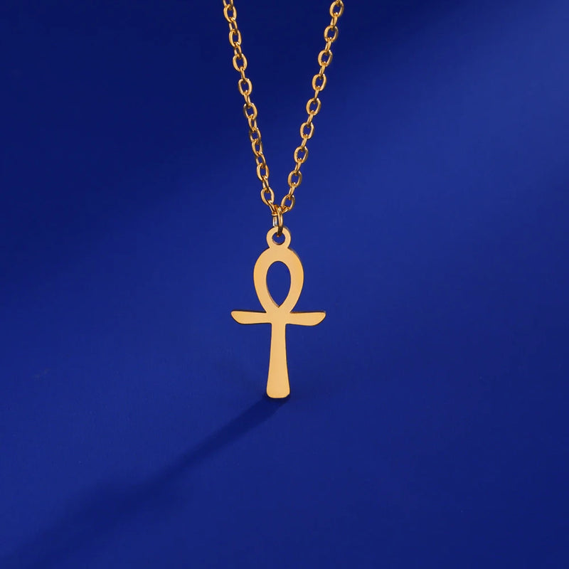 Ankh Cross Egyptian Amulet Necklace Stainless Steel / Colar Ankh kemet Amuleto Aço inoxidável