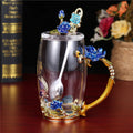 Xicara de vidro esmaltado com flor de rosa - Rose Flower Embossed Glass
