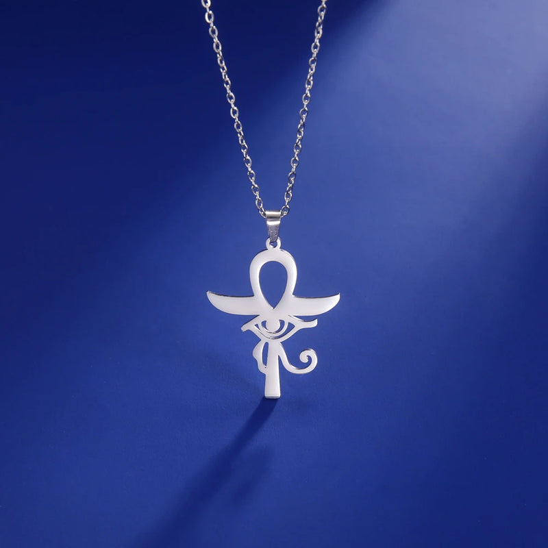 Ankh Cross Egyptian Amulet Necklace Stainless Steel / Colar Ankh kemet Amuleto Aço inoxidável